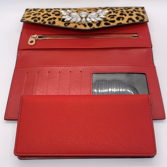 Dune London Red Leopard Print Wallet on a chain Crossbody - Picture 8 of 12